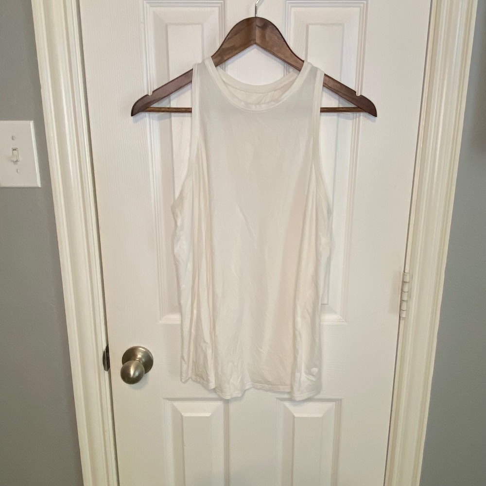 lululemon All Tied Up Tank White Open Back Pima Cotton Yoga Workout Women's 8